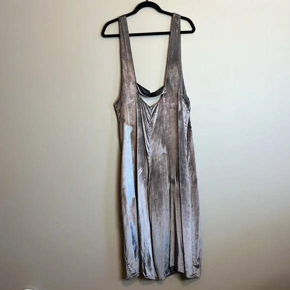 EUC Anthropologie Maeve XL Silver Velvet Wide Leg Oversize Romper Jumpsuit - Picture 5 of 5